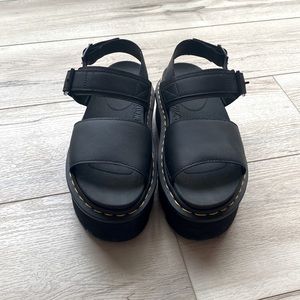 Women’s leather strap platform Black dr. marten sandals.